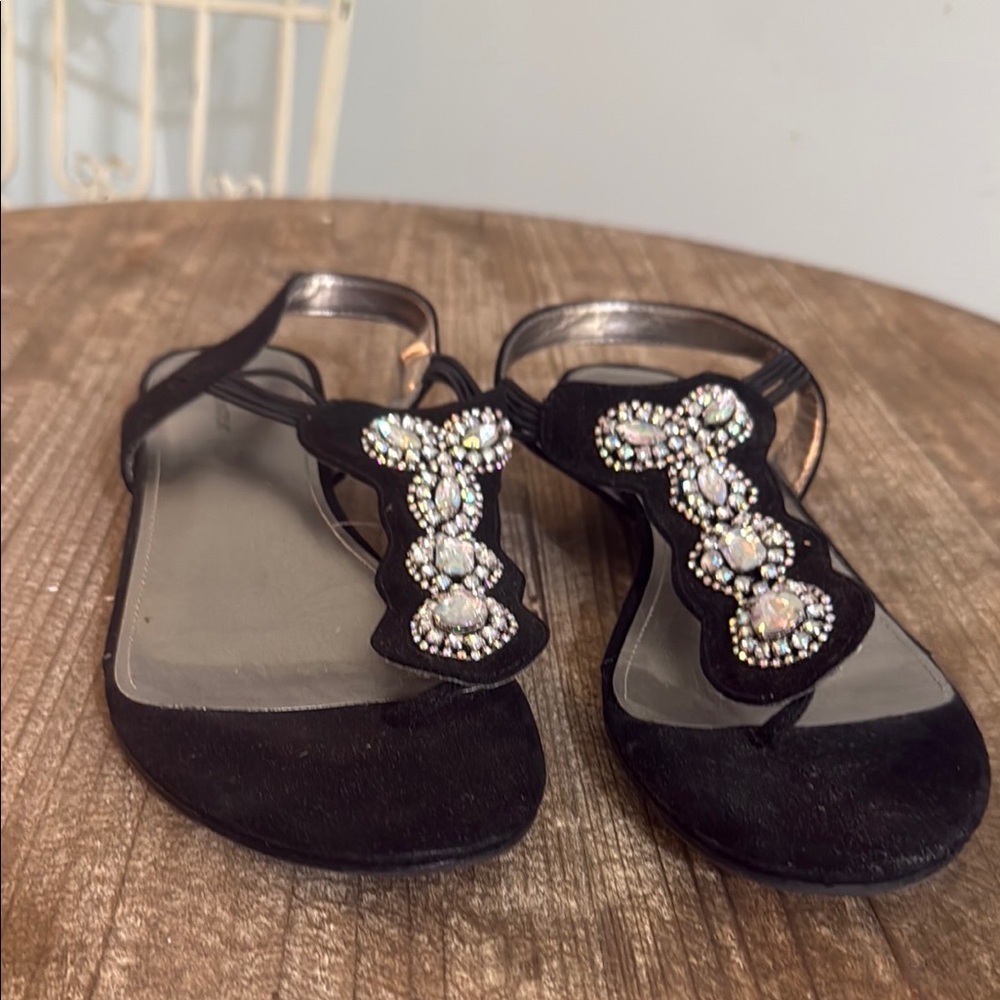 Worthington Black suede sandals with silver accents Women's Size 9.5 - Picture 1 of 8